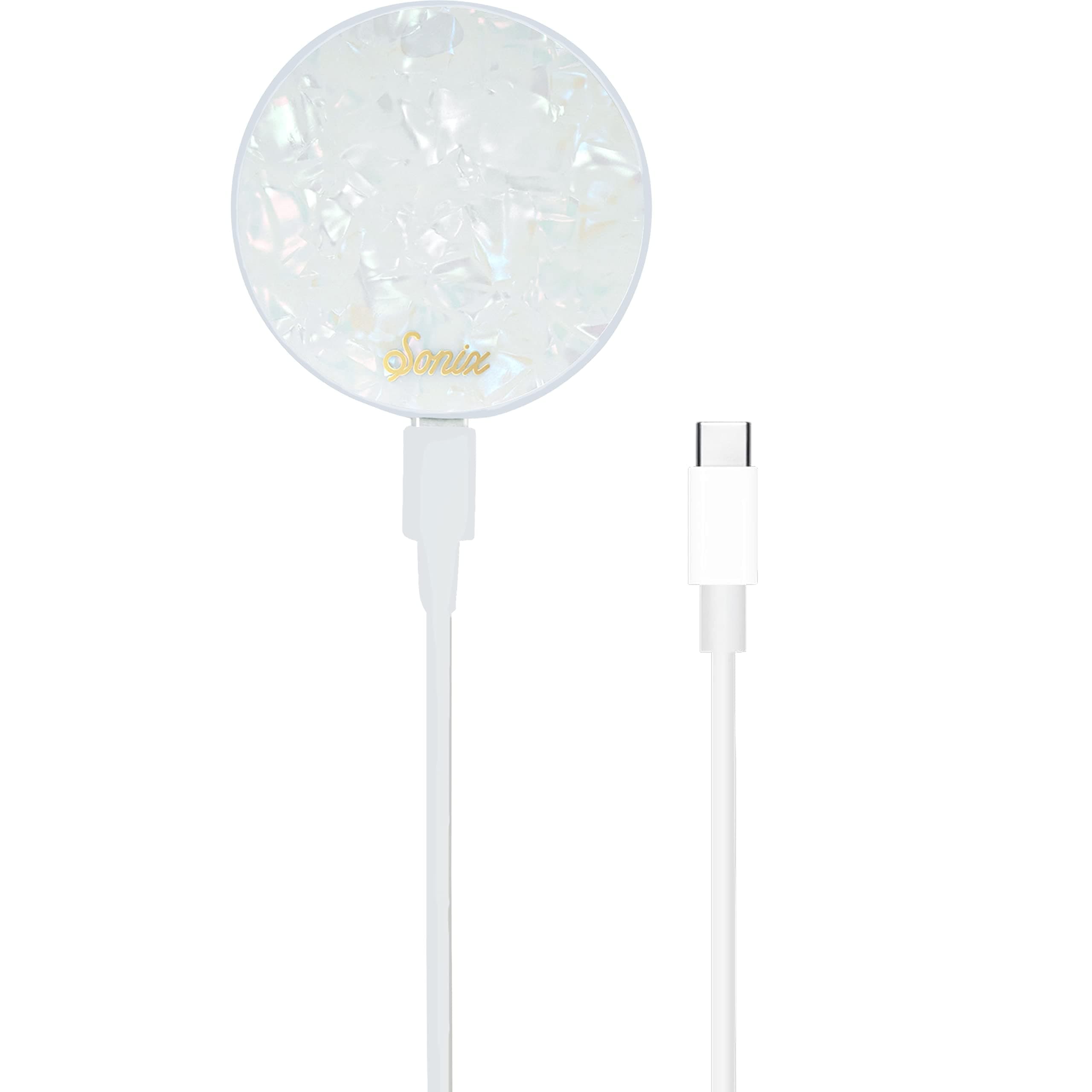 Sonix Charger Compatible with MagSafe for iPhone 15, 14, 13, 12 Series | Fast Wireless Charger x 6.5ft Cable (USB-C) | Pearl Tort
