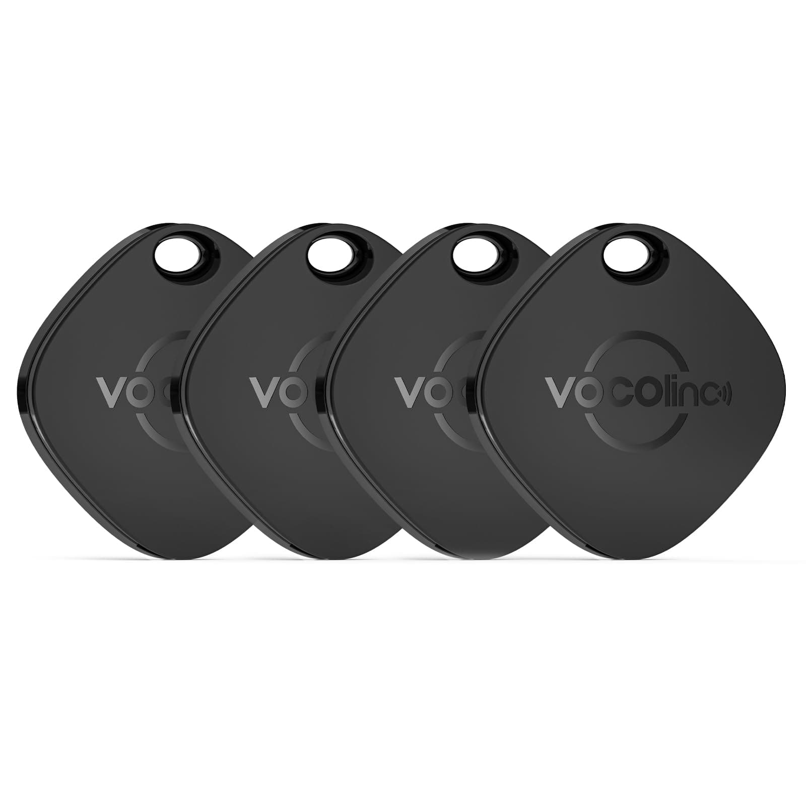[Apple MFi Certified] VOCOlinc Air Tracker Tags 4 Pack Black, Smart Key Finder Work with Apple Find My APP (iOS Only,Not for Android), Item Locator for Luggage Suitcases/Bag/Wallet,Replaceable Battery