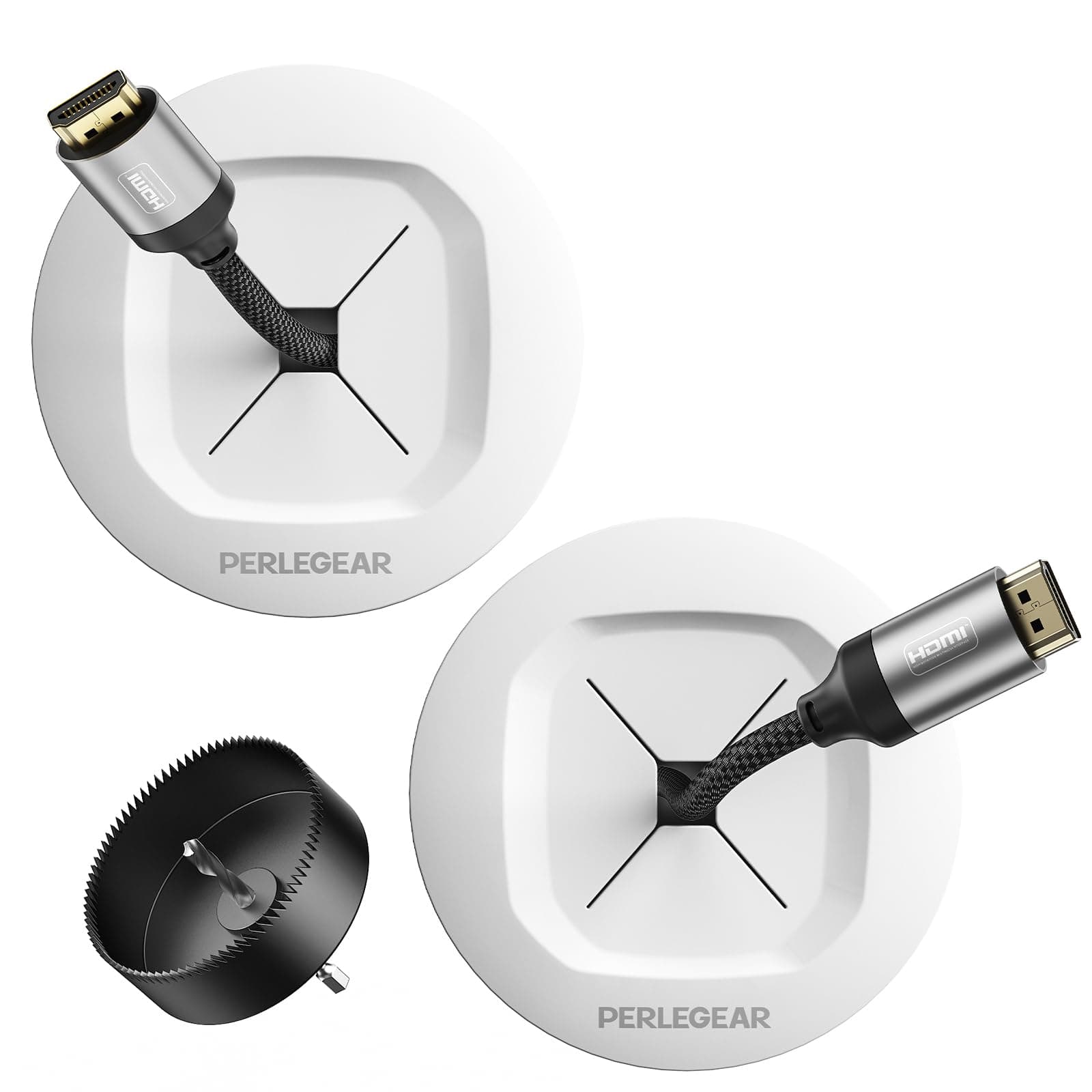 Perlegear TV Cord Hider for Wall Mounted TV, TV Wire Hider for Wall Mounted TV and Speakers, Cord Hider in Wall Cable Management Kit, Includes Drill Template, Dust Bag and Hole Saw Drill Attachment