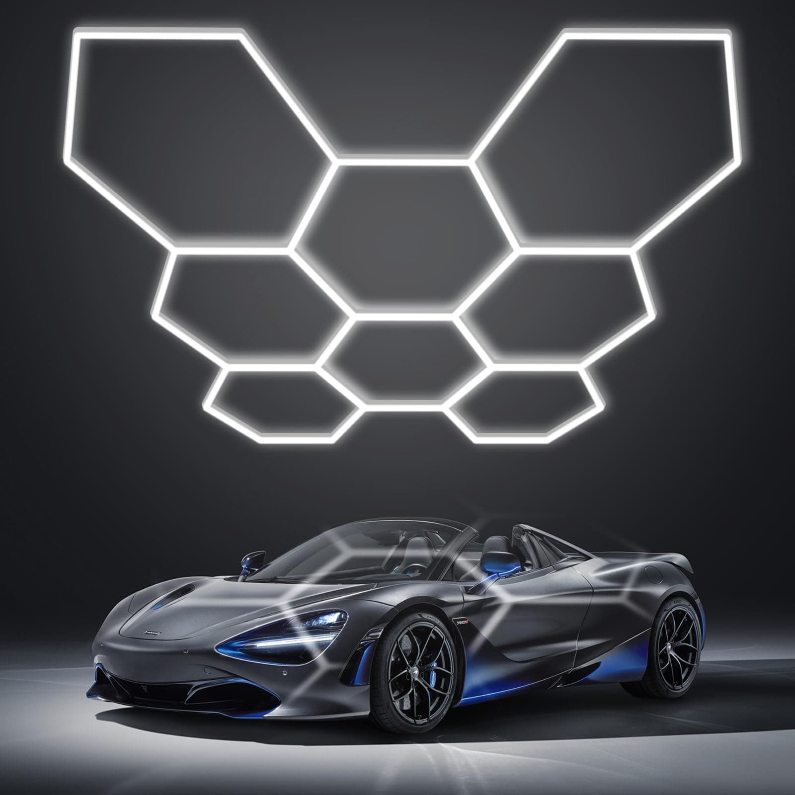 LZHOME Hexagon LED Garage Light: Super Bright 40000LM Honeycomb Garage Light, 8 Hex DIY Hexagon Led Lights for Gym Basement Hair Salon