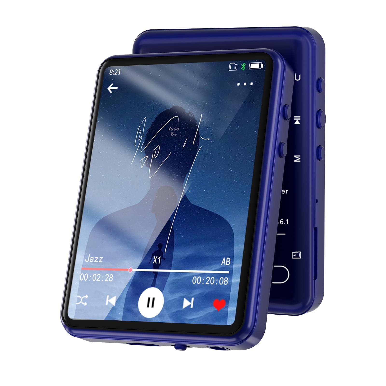 Tengsen MP3 Player with Bluetooth 5.3 – Portable Music Player with Speaker,FM Radio,E-Book,Shuffle/Repeat Play,Full Touch Screen MP3 Player for Meetings,Lectures,Fitness,SD Card Slot,32GB Blue