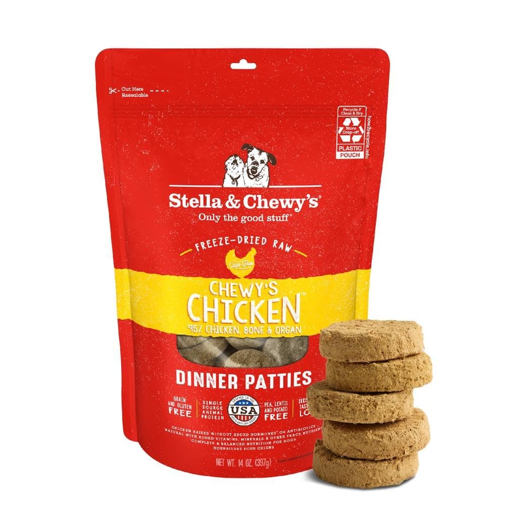 Stella & Chewy's Freeze-Dried Raw Dinner Patties - Chicken Recipe - High Protein Grain-Free Puppy & Dog Food - Perfect For Picky Eaters - 14 oz
