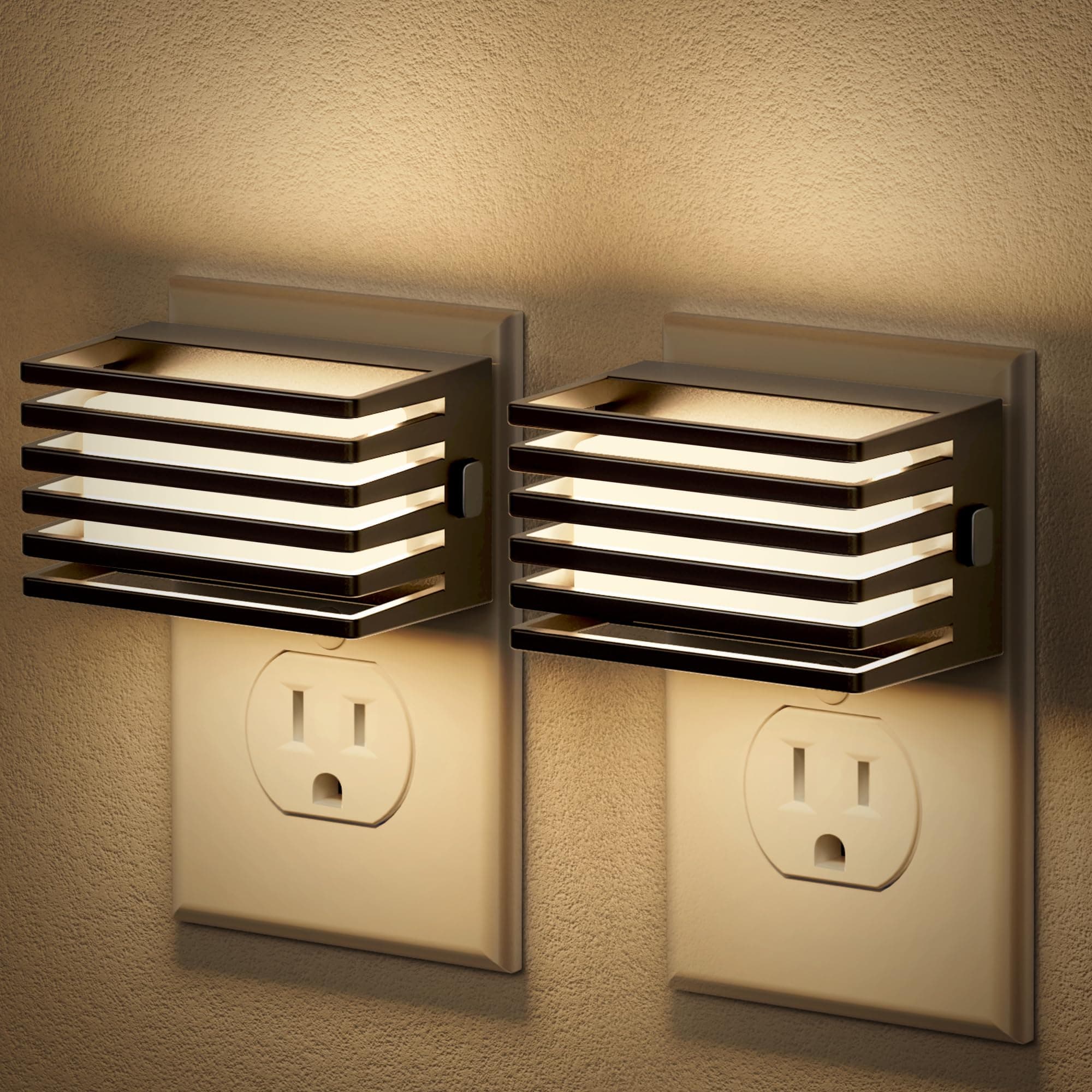 JandCase LED Night Light, [2 Pack] Night Lights Plug into Wall with Dusk to Dawn Sensor, Dimmable Plug in Night Light, Adjustable Brightness, 3000K Soft White Nightlight for Bedroom Bathroom Hallway