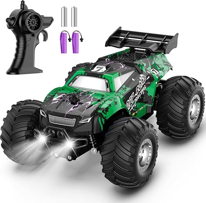 Remote Control Car All-Terrain RC Truck for Boys 8-12 with Headlights Dual Motors 1:20 Scale 2.4GHz