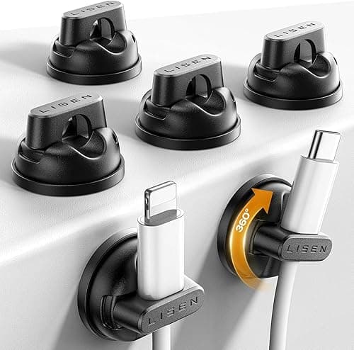 Lisen Magnetic Rotatable Charging Cord Holder with Strong Adhesive, 6-Pack