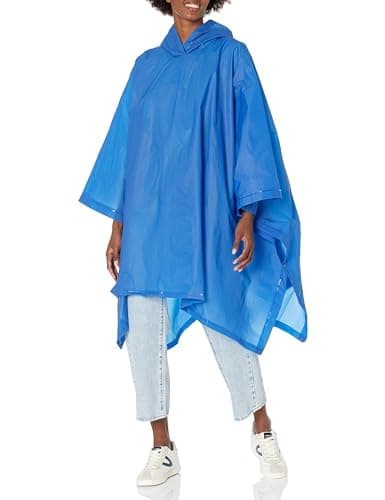 Totes Adult's Packable Rain Poncho with Hood, One Size Fits Most