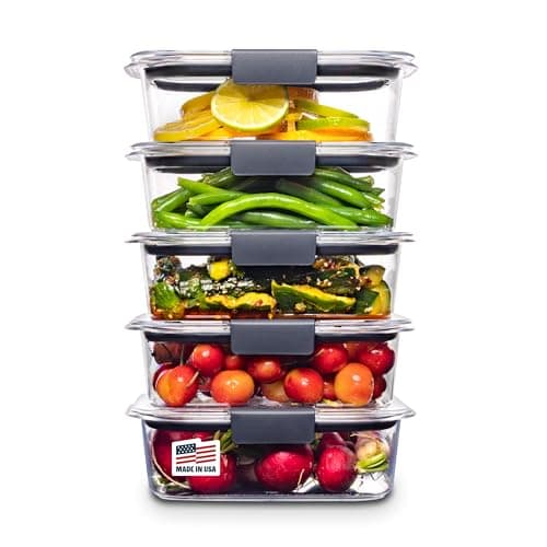 Rubbermaid Brilliance Food Storage Containers with Lids BPA-Free Leak-Proof Set of 5