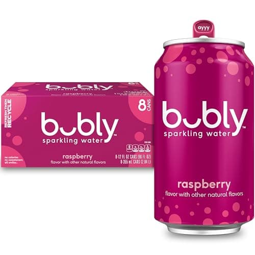 Bubly Sparkling Water, Raspberry, 12 fl oz Cans (8-Pack)