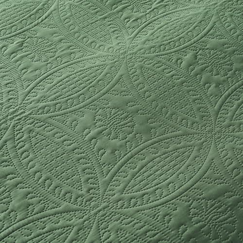 3-Piece Medallion Quilt Set, Queen Size, Olive Green Geometric Pattern