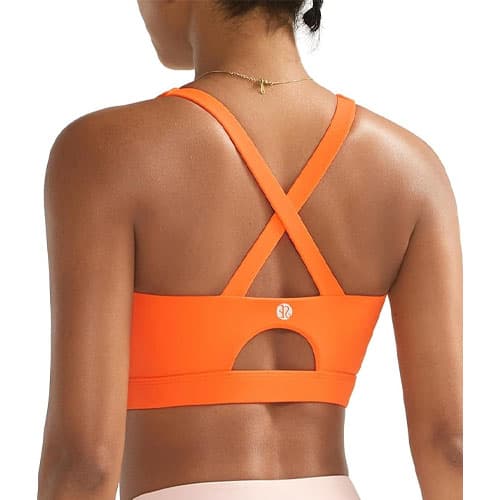 Running Girl Strappy Sports Bra, Padded Athletic Bra with Crisscross Back