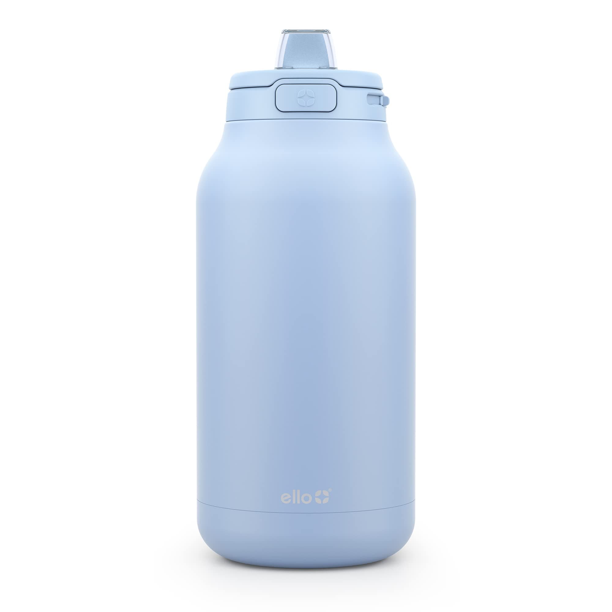 Ello Hydra 64oz Stainless Steel Water Jug with Locking Leak Proof Lid | Reusable Half Gallon Vacuum Insulated Metal Bottle with Silicone Straw, Keeps Drinks Cold All Day, Gift Ready, Halogen Blue
