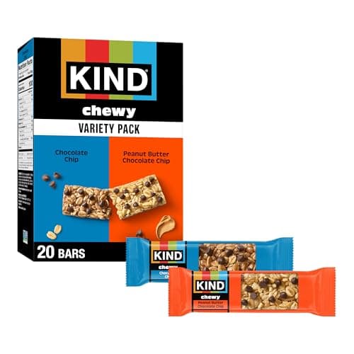 KIND Chewy Granola Bars, Chocolate Chip & Peanut Butter Variety Pack, 20-Count
